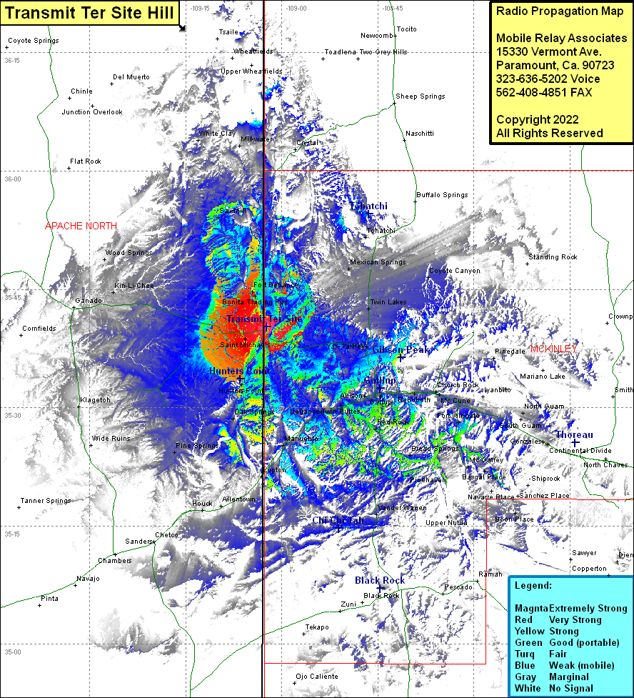 heat map radio coverage Transmit Ter Site Hill